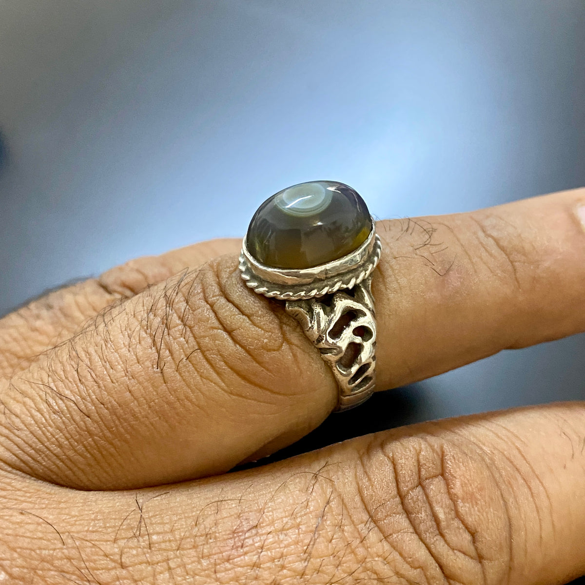 middle eastern vintage natural yemeni sulaimani agate aqeeq sterking silver mens ring 925k