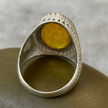 Men's Natural Yellow Citrine Ring | Genuine 925 Sterling Silver Statement Ring | Handcrafted Men's Gemstone Jewelry - Size 11 US