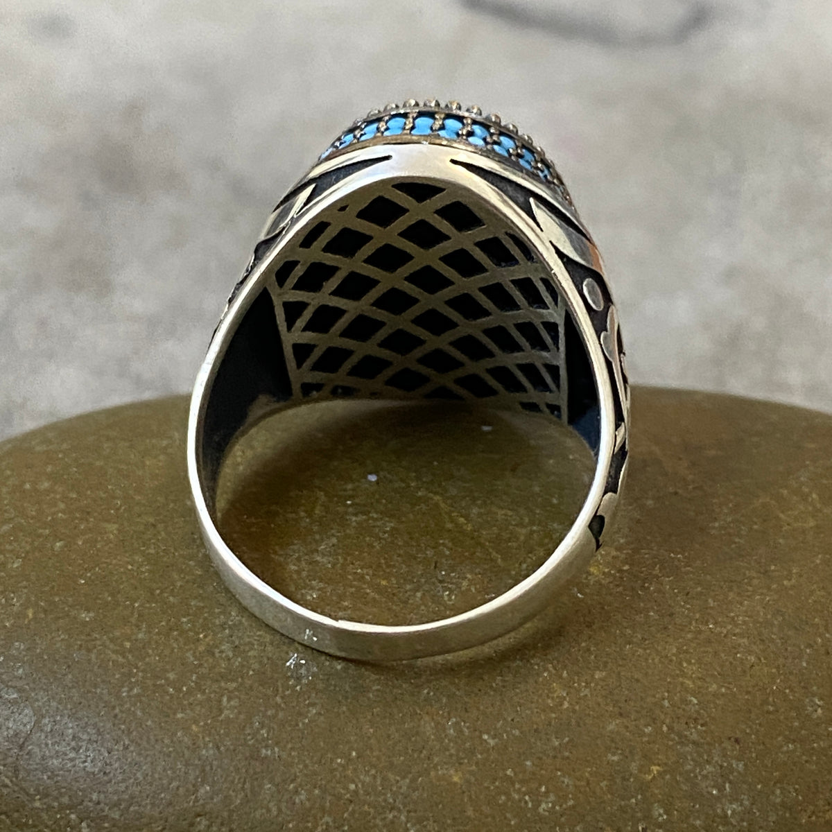 Men's Natural Turquoise Ring | Genuine 925 Sterling Silver Statement Ring | Handcrafted Men's Gemstone Jewelry - Size 11 US
