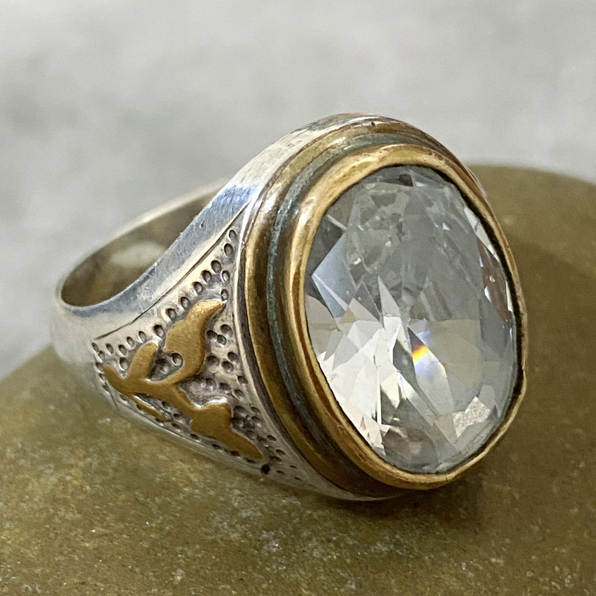 Men's Natural White Zircon Ring | Genuine 925 Sterling Silver Statement Ring | Handcrafted Men's Gemstone Jewelry - Size 13 US
