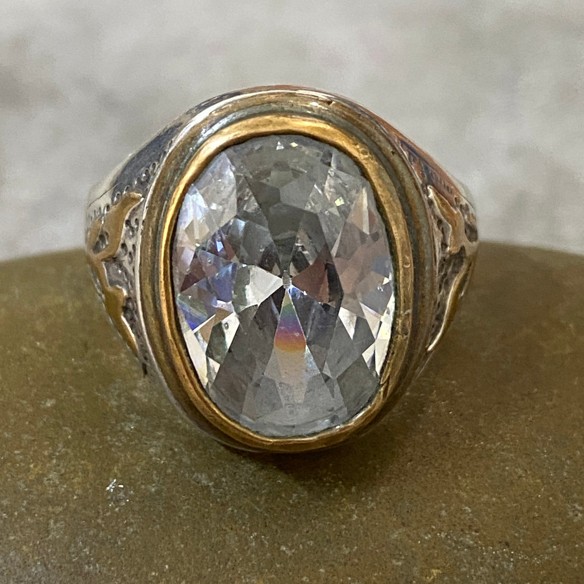Men's Natural White Zircon Ring | Genuine 925 Sterling Silver Statement Ring | Handcrafted Men's Gemstone Jewelry - Size 13 US