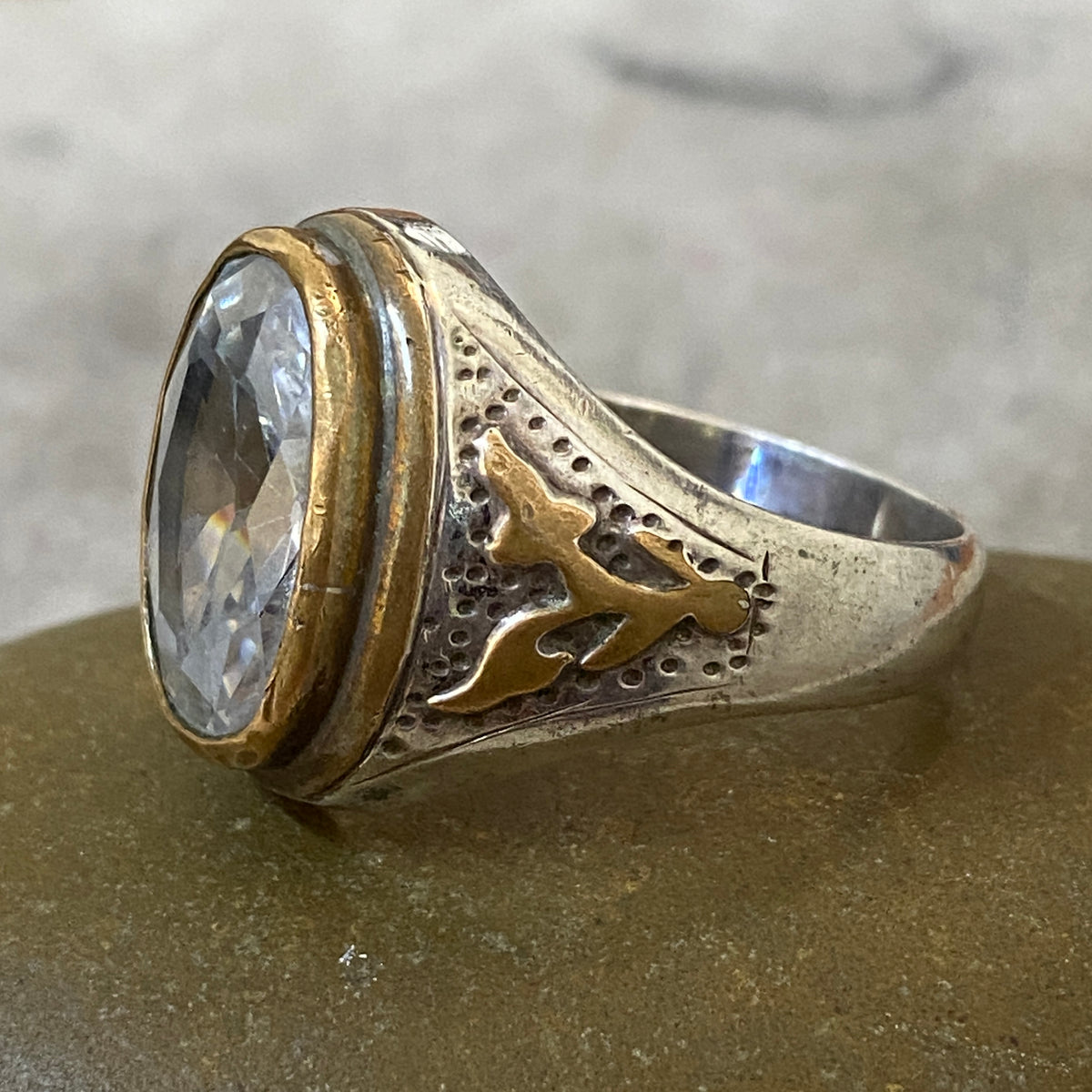 Men's Natural White Zircon Ring | Genuine 925 Sterling Silver Statement Ring | Handcrafted Men's Gemstone Jewelry - Size 13 US