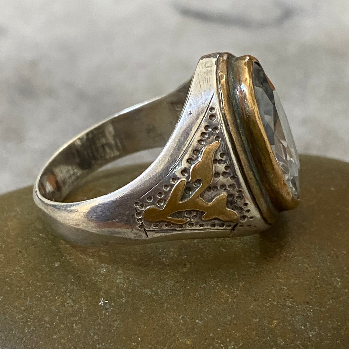 Men's Natural White Zircon Ring | Genuine 925 Sterling Silver Statement Ring | Handcrafted Men's Gemstone Jewelry - Size 13 US