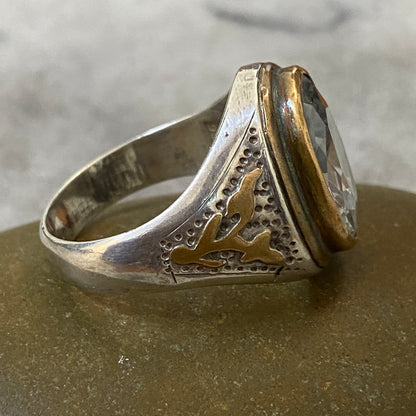 Men's Natural White Zircon Ring | Genuine 925 Sterling Silver Statement Ring | Handcrafted Men's Gemstone Jewelry - Size 13 US