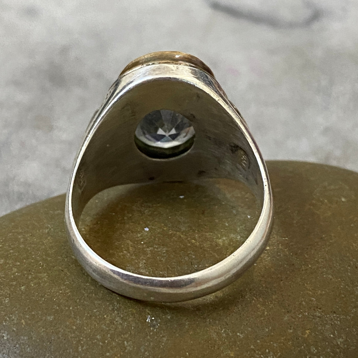 Men's Natural White Zircon Ring | Genuine 925 Sterling Silver Statement Ring | Handcrafted Men's Gemstone Jewelry - Size 13 US