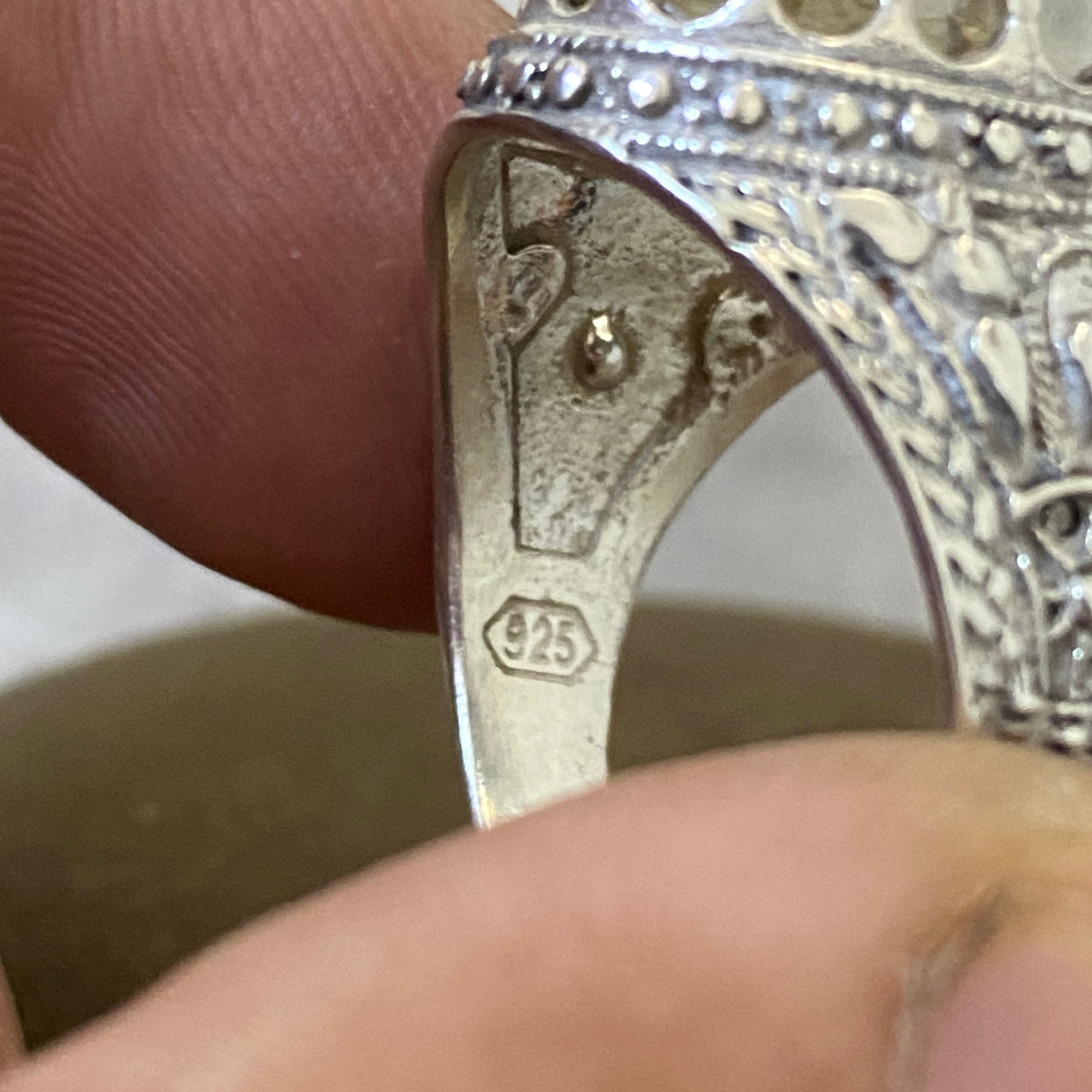 Men's Natural Dur Najaf Ring | Genuine 925 Sterling Silver Statement Ring | Handcrafted Men's Clear Quartz Gemstone Jewelry - Size 12 US