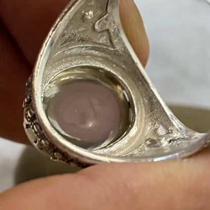 Men's Natural Dur Najaf Ring | Genuine 925 Sterling Silver Statement Ring | Handcrafted Men's Clear Quartz Gemstone Jewelry - Size 12 US
