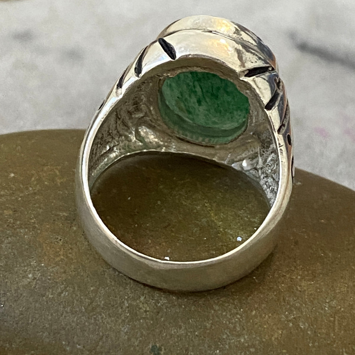 Men's Natural Green Emerald Ring | Genuine 925 Sterling Silver Statement Ring | Handcrafted Men's Luxury Gemstone Jewelry - Size 10 US