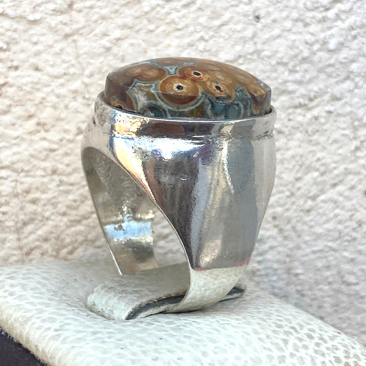 925 Sterling silver mens ring yemen natural agate aqeeq عقيق داودي jewelry