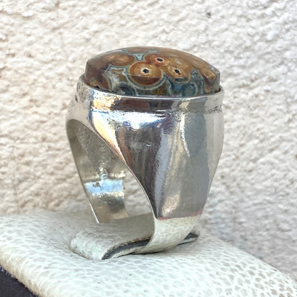 925 Sterling silver mens ring yemen natural agate aqeeq عقيق داودي jewelry