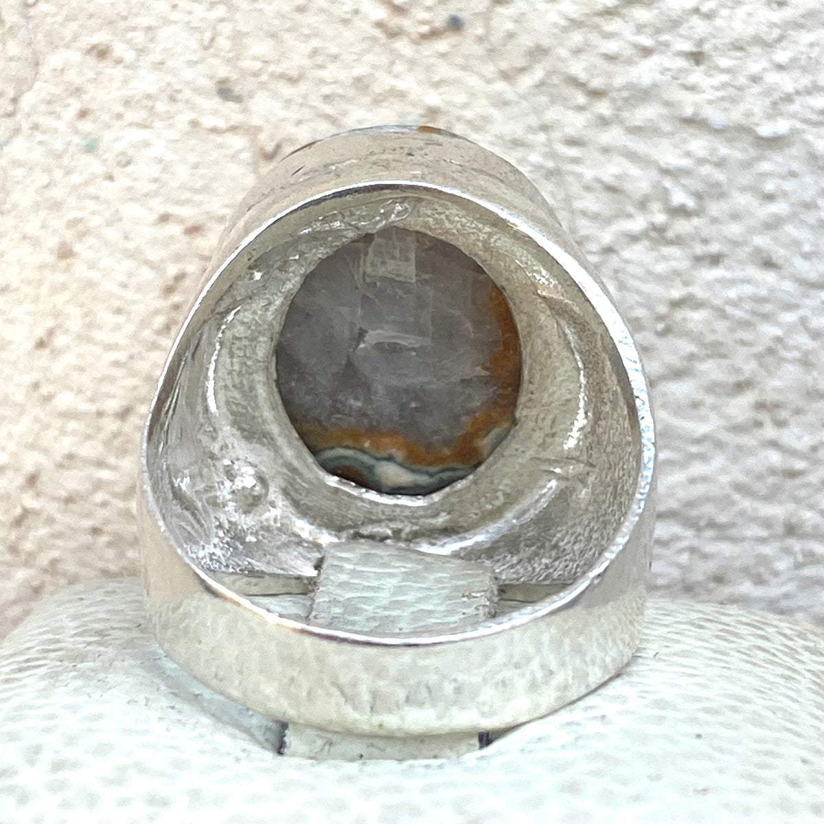 925 Sterling silver mens ring yemen natural agate aqeeq عقيق داودي jewelry