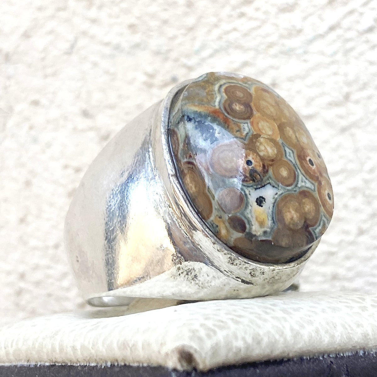 925 Sterling silver mens ring yemen natural agate aqeeq عقيق داودي jewelry
