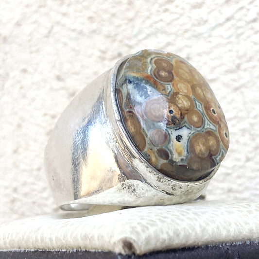 925 Sterling silver mens ring yemen natural agate aqeeq عقيق داودي jewelry