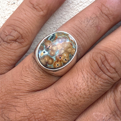 925 Sterling silver mens ring yemen natural agate aqeeq عقيق داودي jewelry