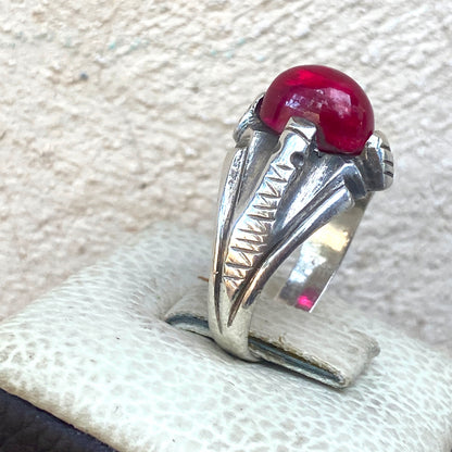 vintage natural red ruby stone sterling silver mens ring mens jewelry SZ 11 US