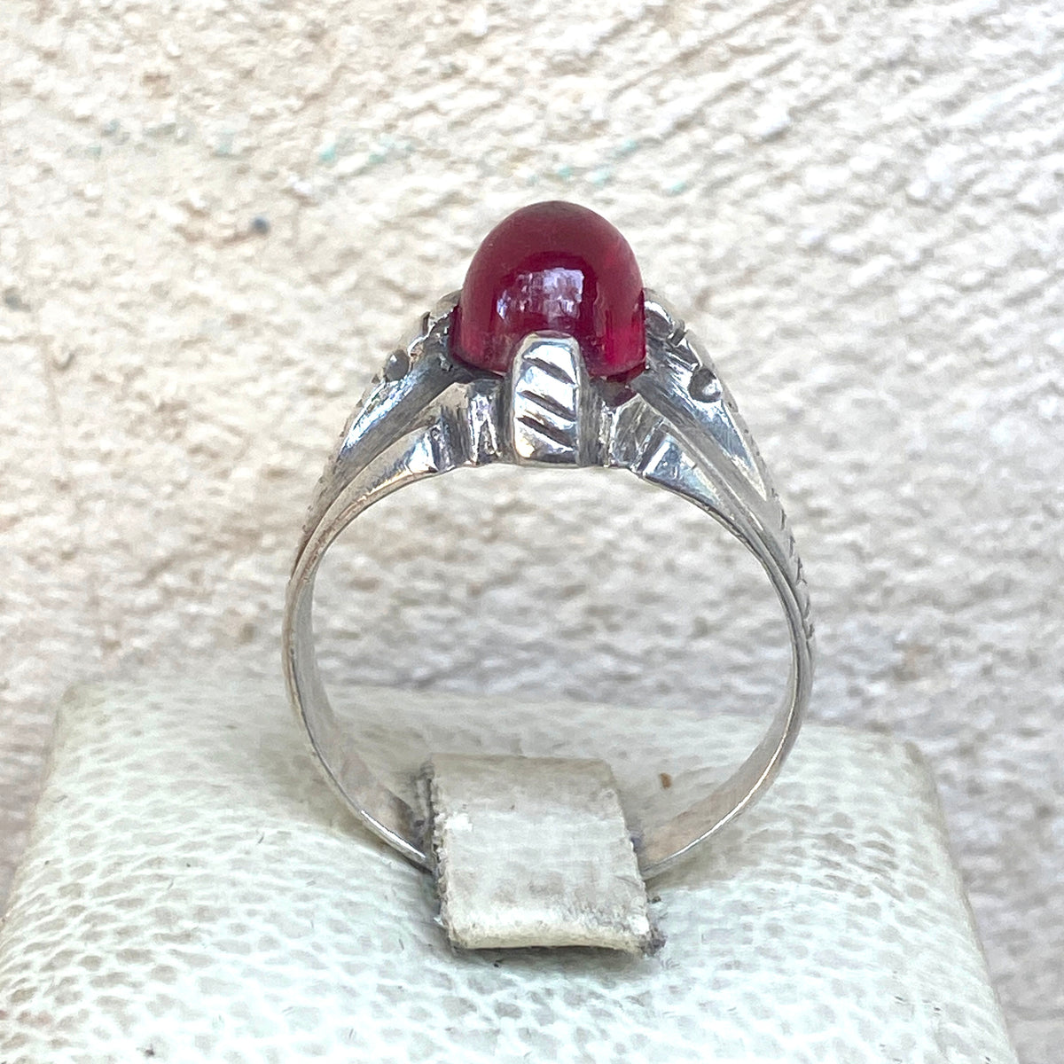vintage natural red ruby stone sterling silver mens ring mens jewelry SZ 11 US