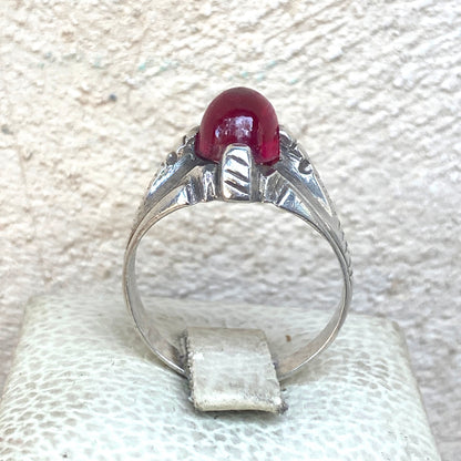vintage natural red ruby stone sterling silver mens ring mens jewelry SZ 11 US