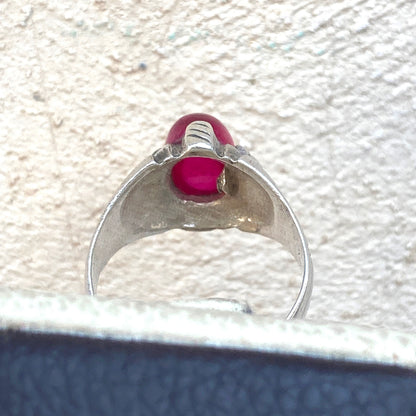 vintage natural red ruby stone sterling silver mens ring mens jewelry SZ 11 US