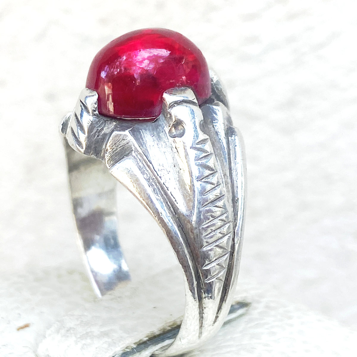 vintage natural red ruby stone sterling silver mens ring mens jewelry SZ 11 US
