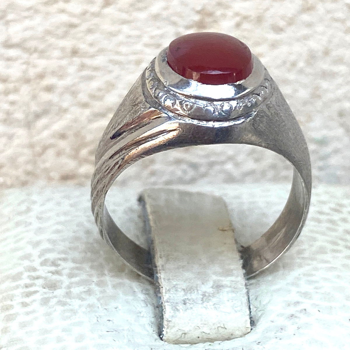 Vintage 925 Silver Ring natural Yemen Aqeeq Agate Handmade agate silver ring