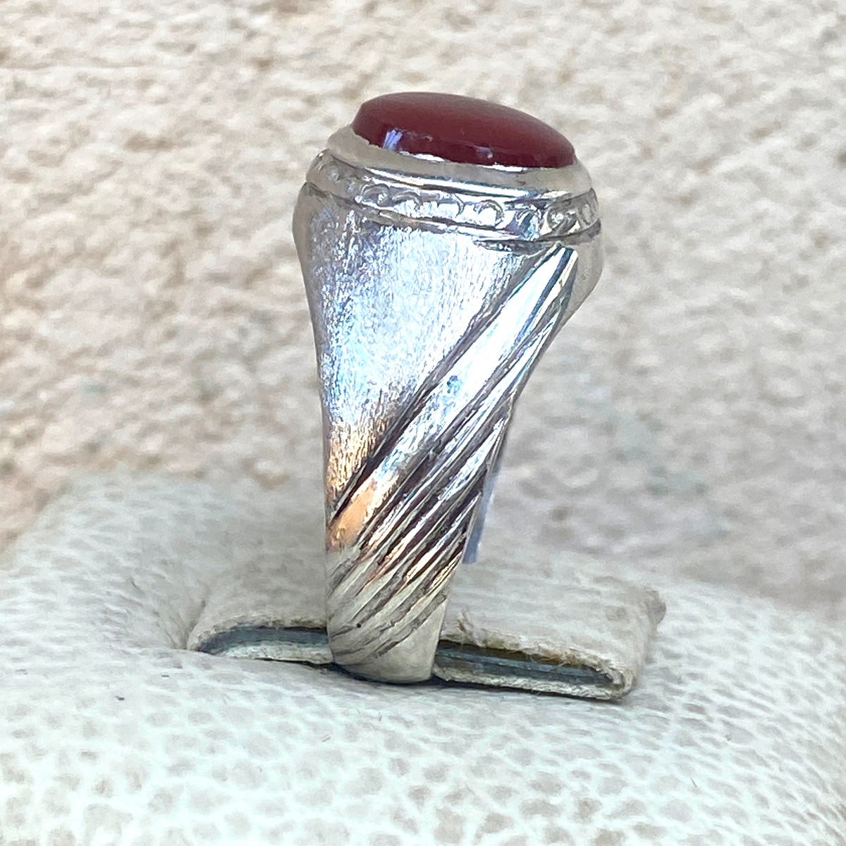 Vintage 925 Silver Ring natural Yemen Aqeeq Agate Handmade agate silver ring