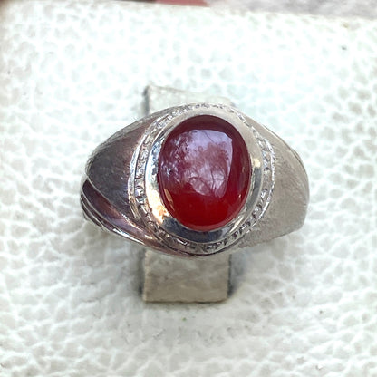 Vintage 925 Silver Ring natural Yemen Aqeeq Agate Handmade agate silver ring