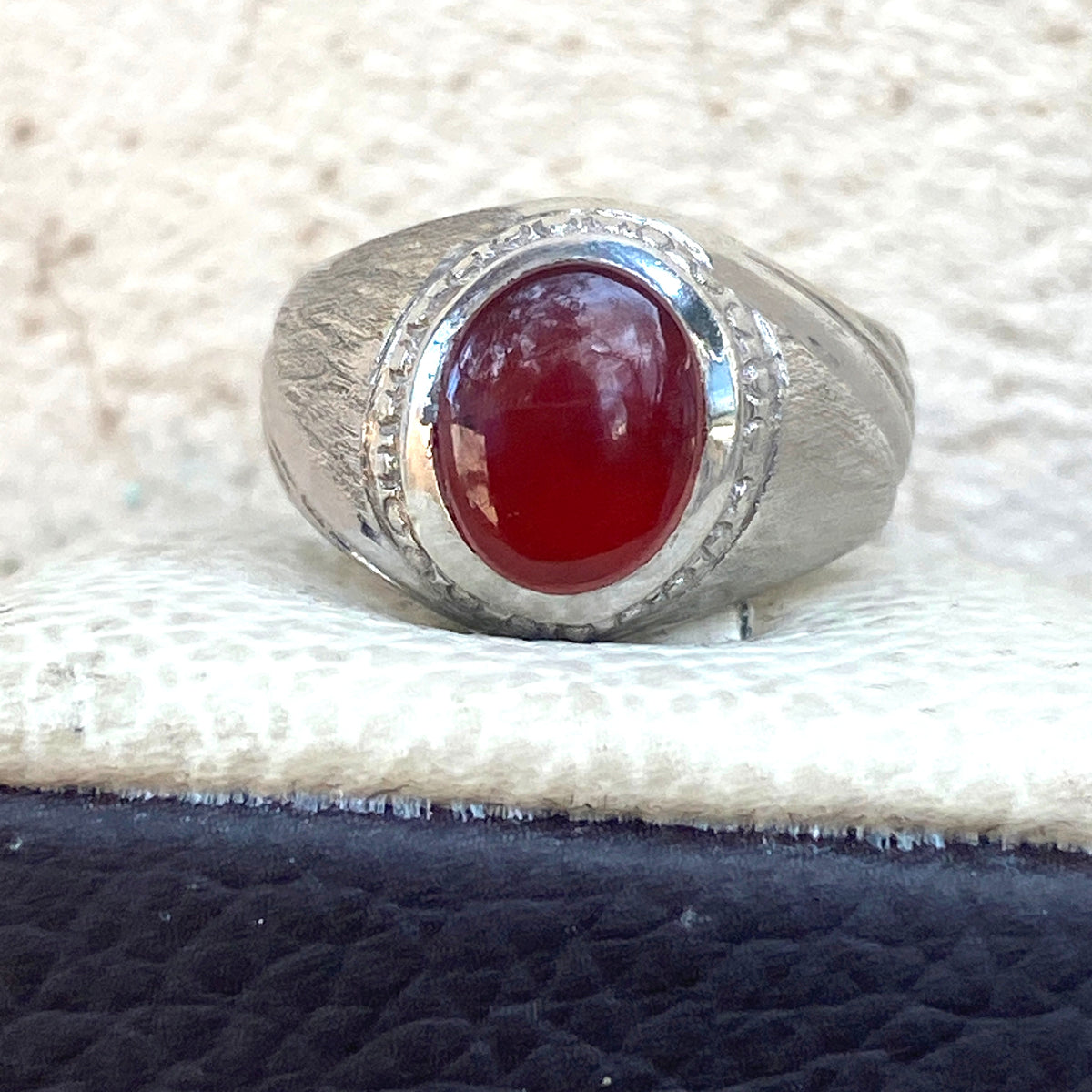 Vintage 925 Silver Ring natural Yemen Aqeeq Agate Handmade agate silver ring