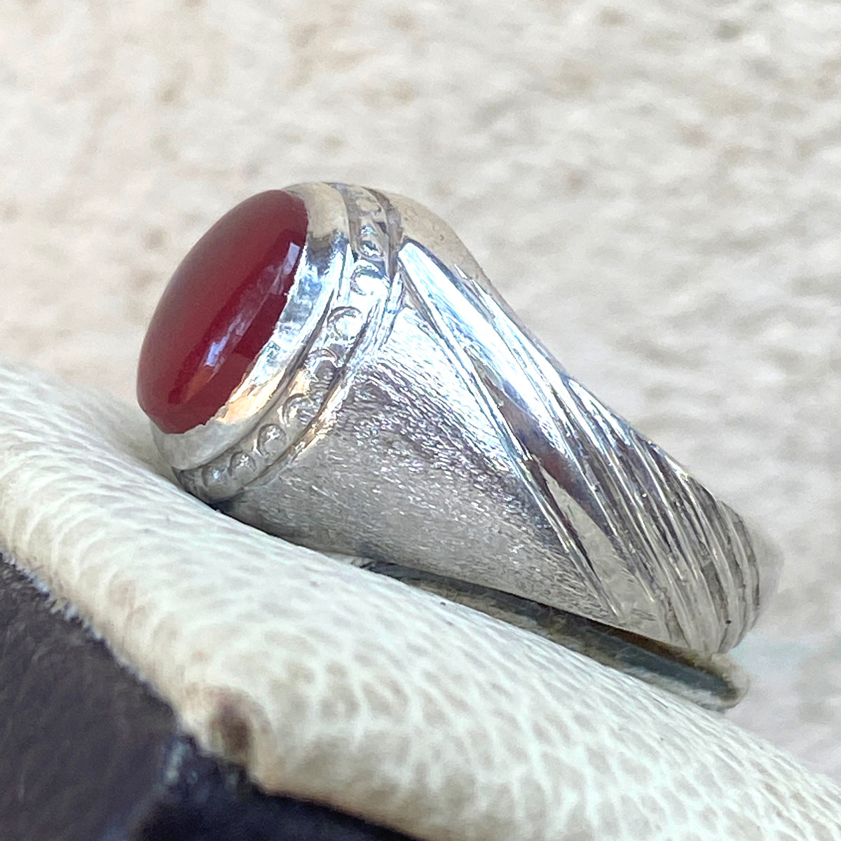 Vintage 925 Silver Ring natural Yemen Aqeeq Agate Handmade agate silver ring