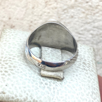 Vintage 925 Silver Ring natural Yemen Aqeeq Agate Handmade agate silver ring