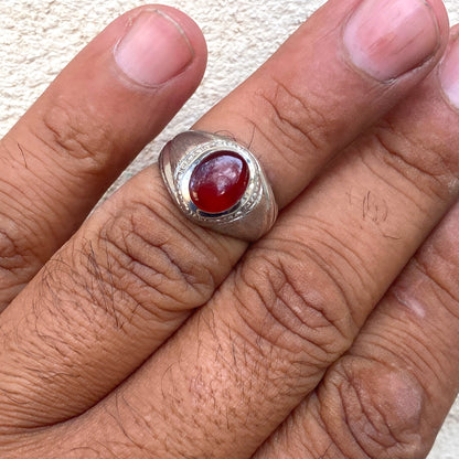Vintage 925 Silver Ring natural Yemen Aqeeq Agate Handmade agate silver ring