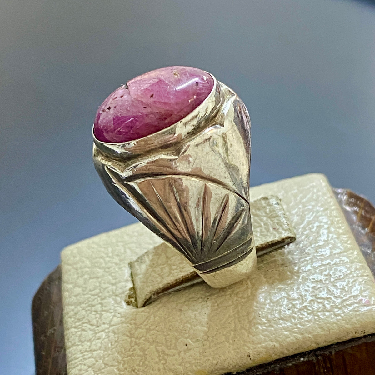 vintage natural ruby stone sterling silver mens ring mens jewelry silver ring