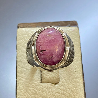 vintage natural ruby stone sterling silver mens ring mens jewelry silver ring