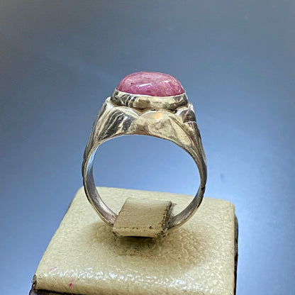 vintage natural ruby stone sterling silver mens ring mens jewelry silver ring