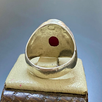 vintage natural ruby stone sterling silver mens ring mens jewelry silver ring