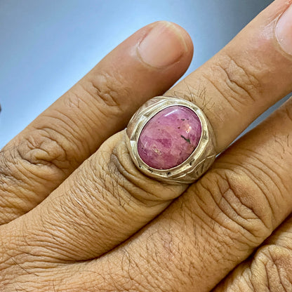 vintage natural ruby stone sterling silver mens ring mens jewelry silver ring