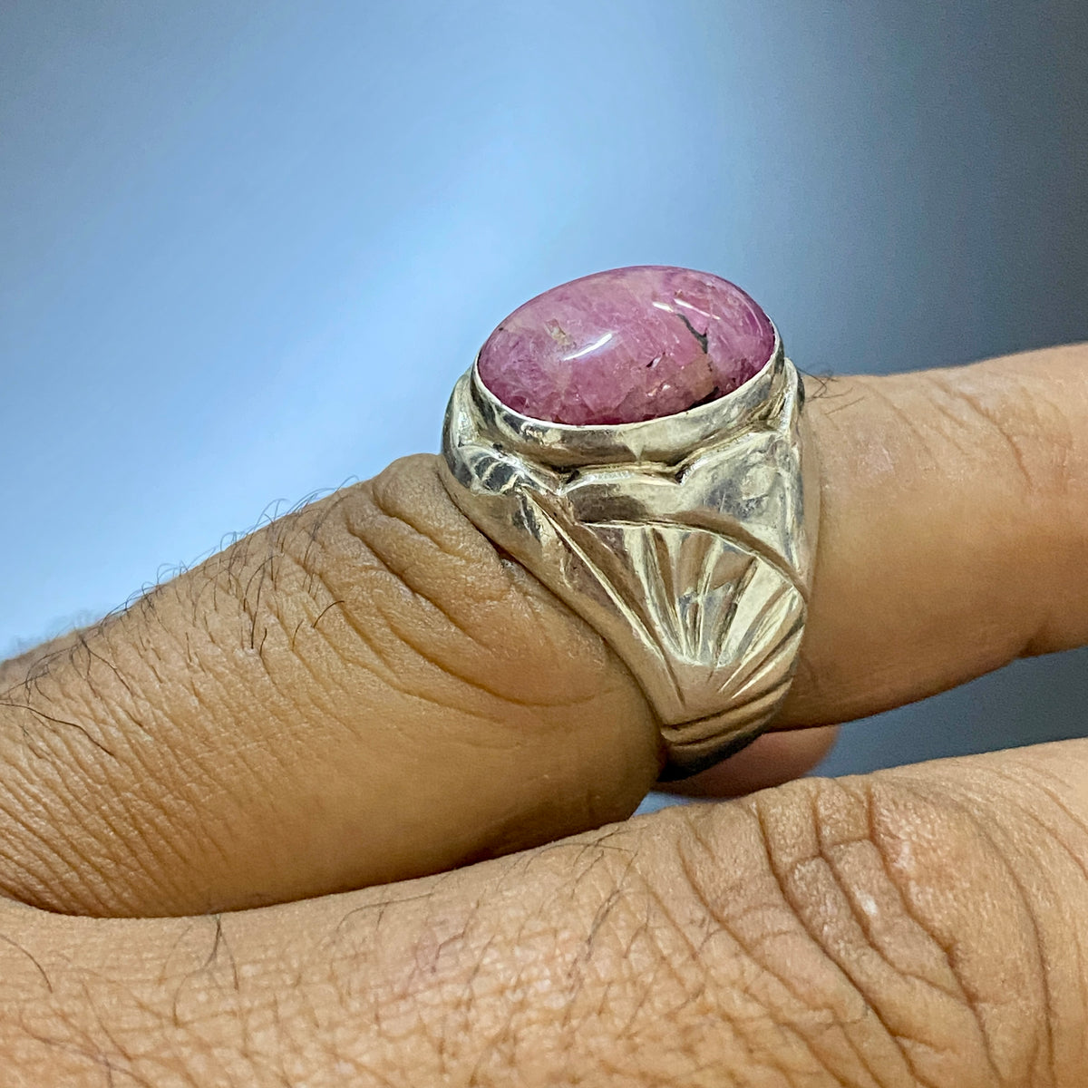 vintage natural ruby stone sterling silver mens ring mens jewelry silver ring