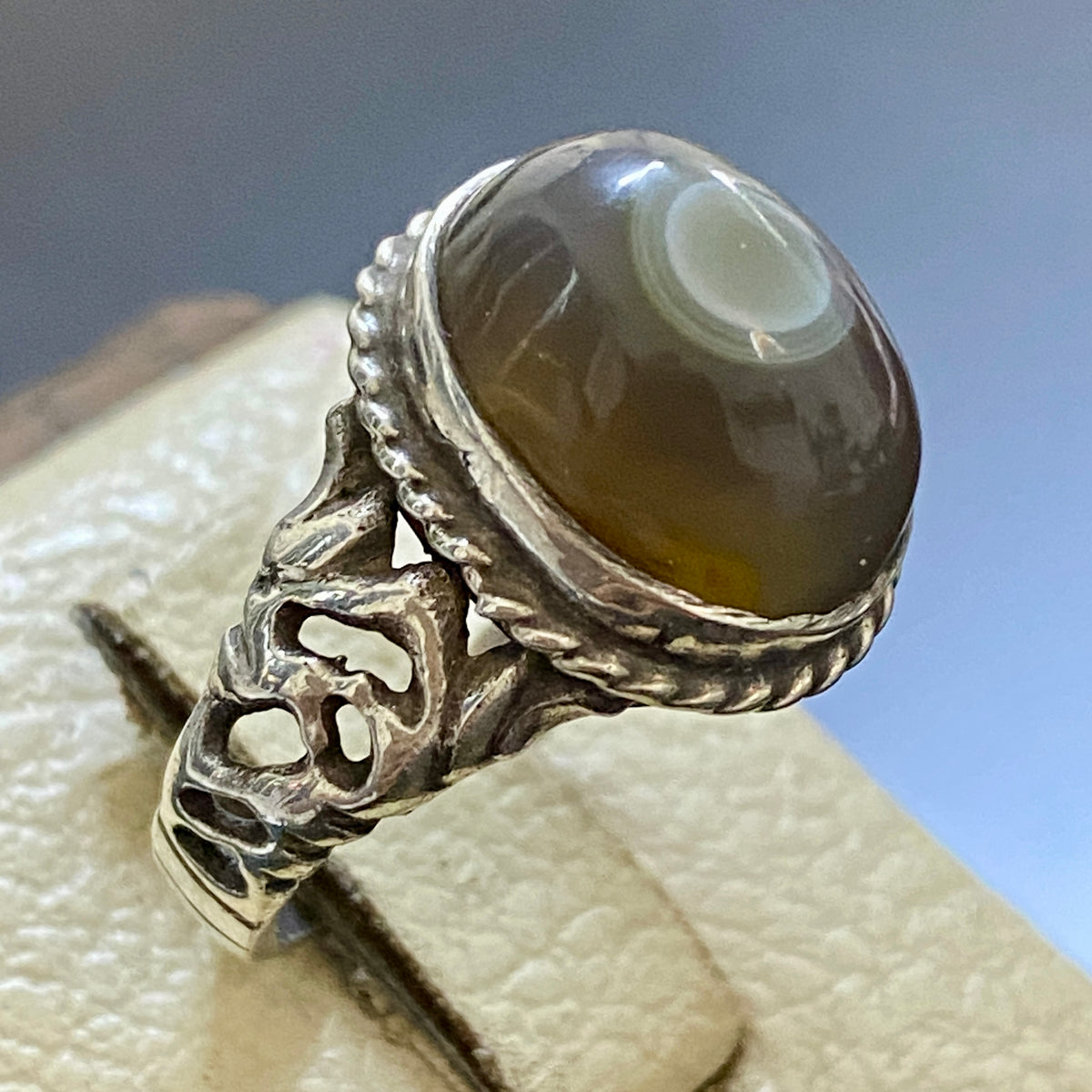 middle eastern vintage natural yemeni sulaimani agate aqeeq sterking silver mens ring 925k