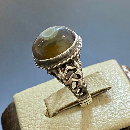 middle eastern vintage natural yemeni sulaimani agate aqeeq sterking silver mens ring 925k