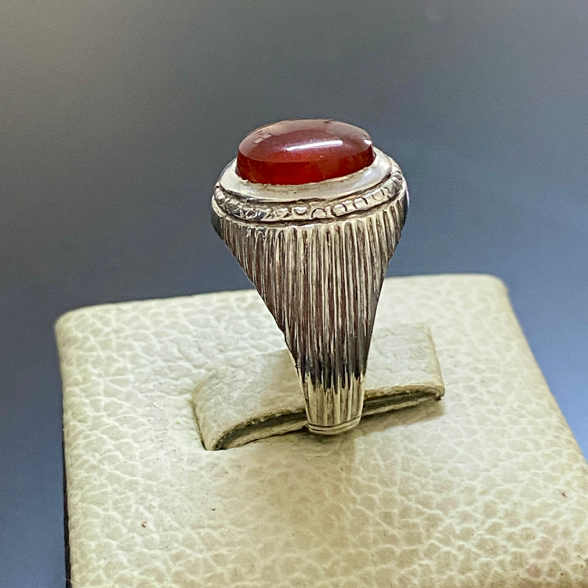 vintage 925 Silver Ring natural Yemen Aqeeq Agate Handmade agate silver ring