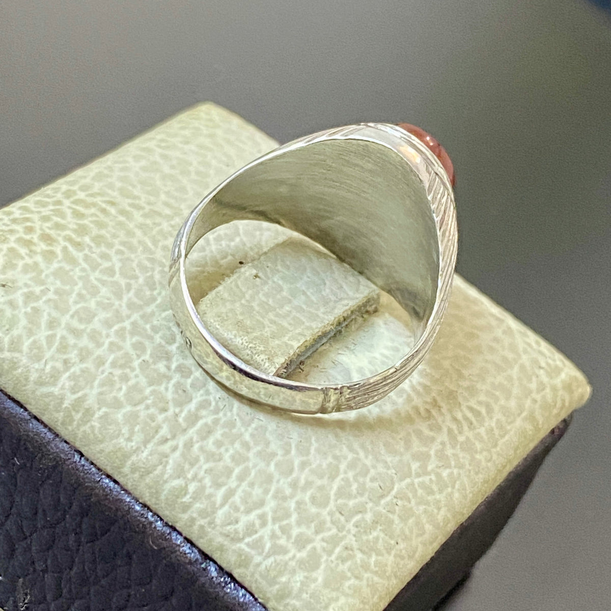 vintage 925 Silver Ring natural Yemen Aqeeq Agate Handmade agate silver ring