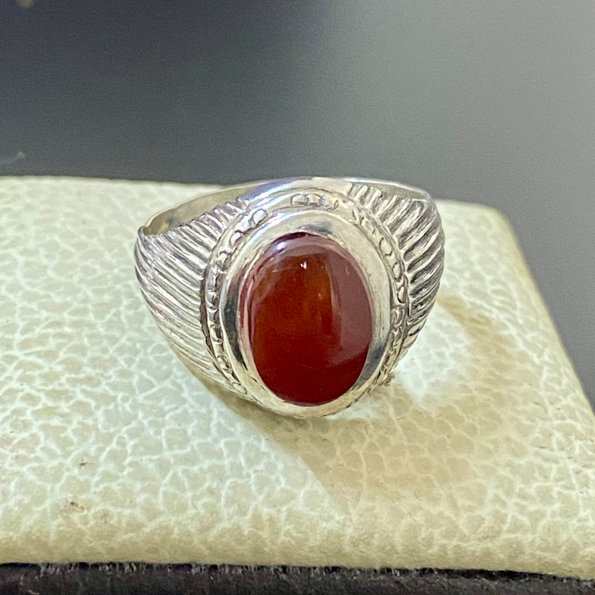 vintage 925 Silver Ring natural Yemen Aqeeq Agate Handmade agate silver ring