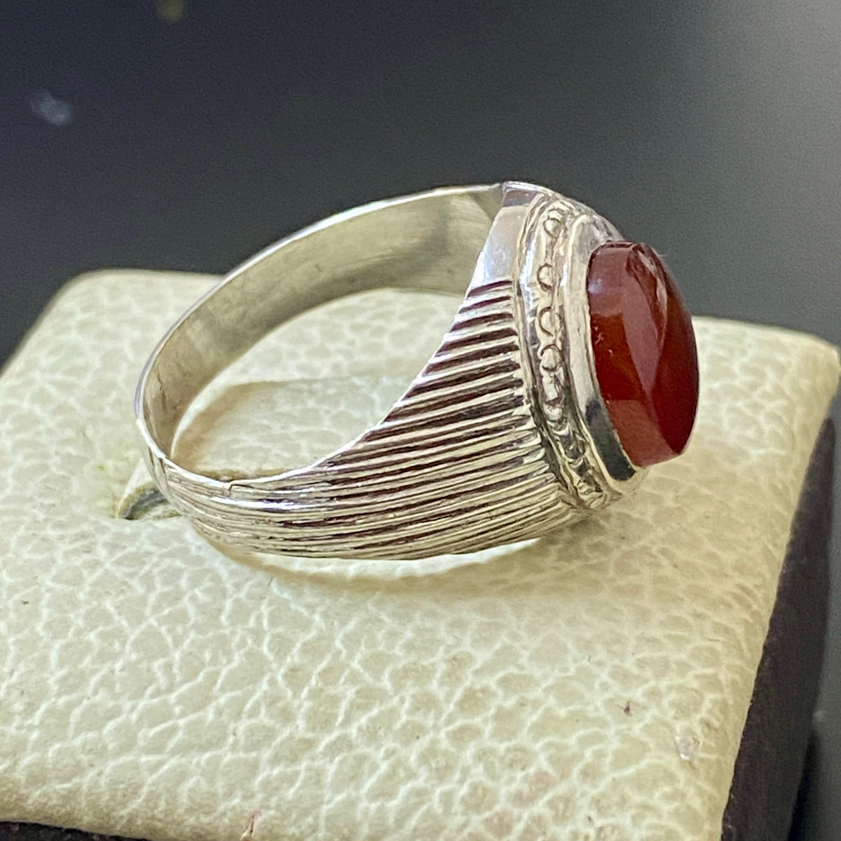 vintage 925 Silver Ring natural Yemen Aqeeq Agate Handmade agate silver ring