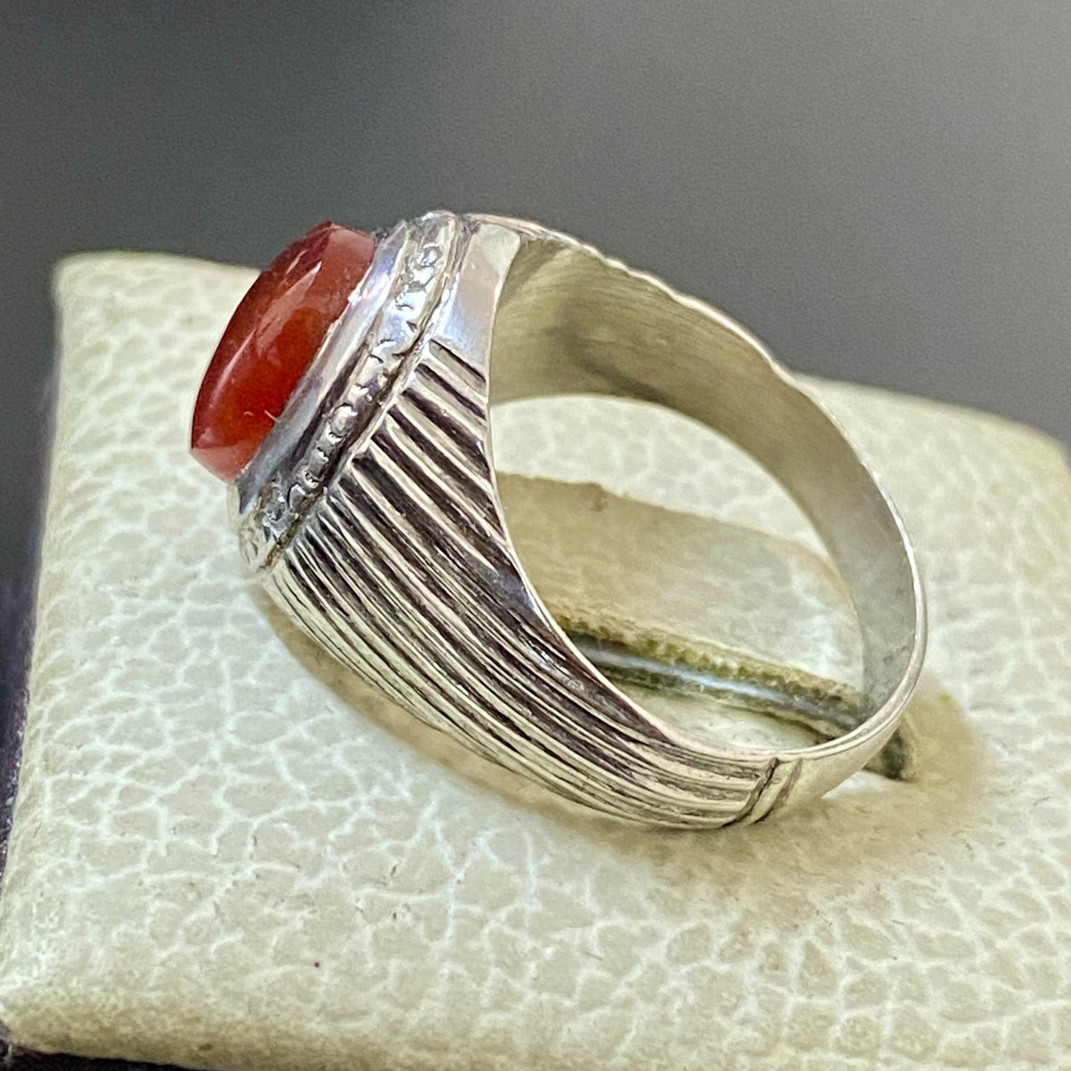 vintage 925 Silver Ring natural Yemen Aqeeq Agate Handmade agate silver ring