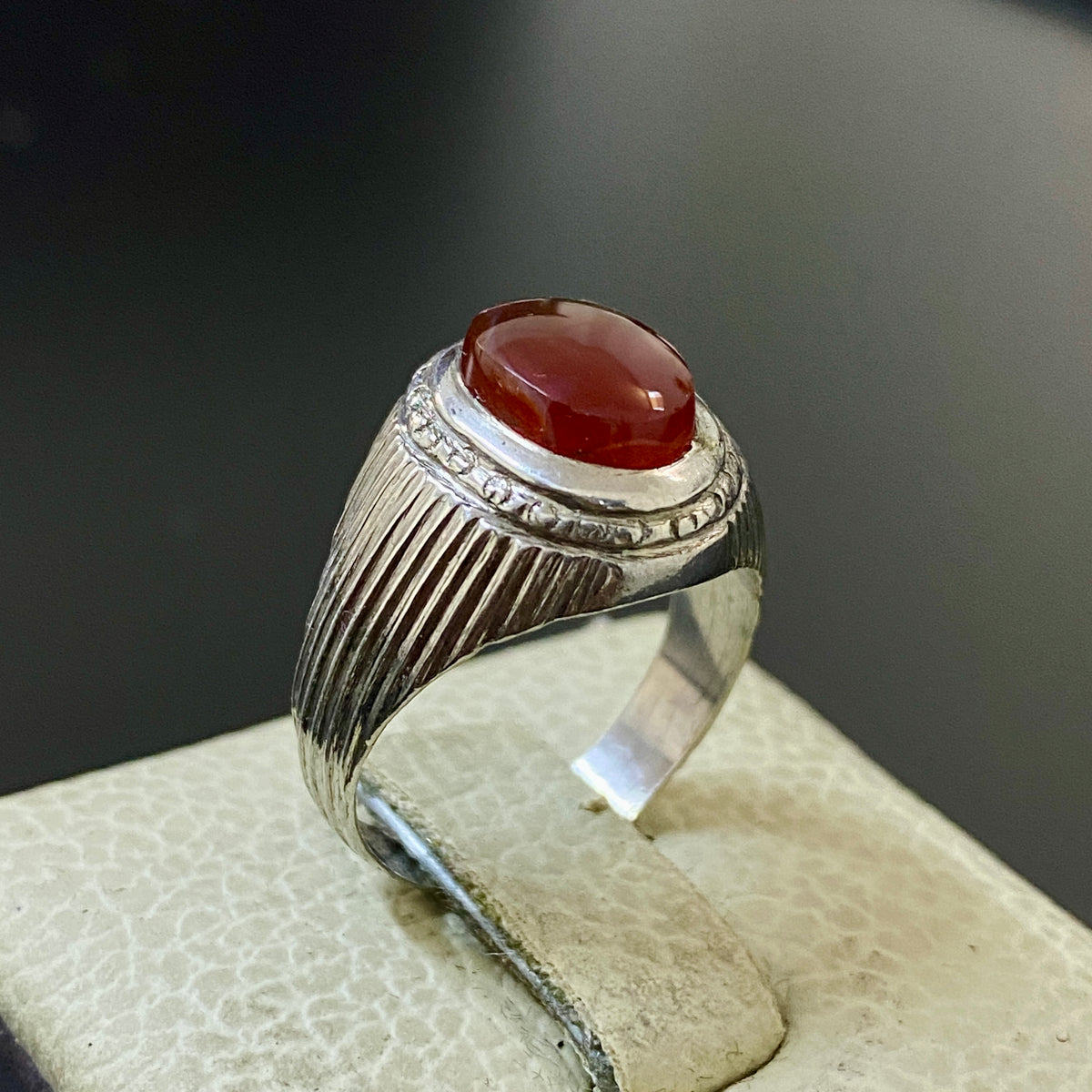 vintage 925 Silver Ring natural Yemen Aqeeq Agate Handmade agate silver ring