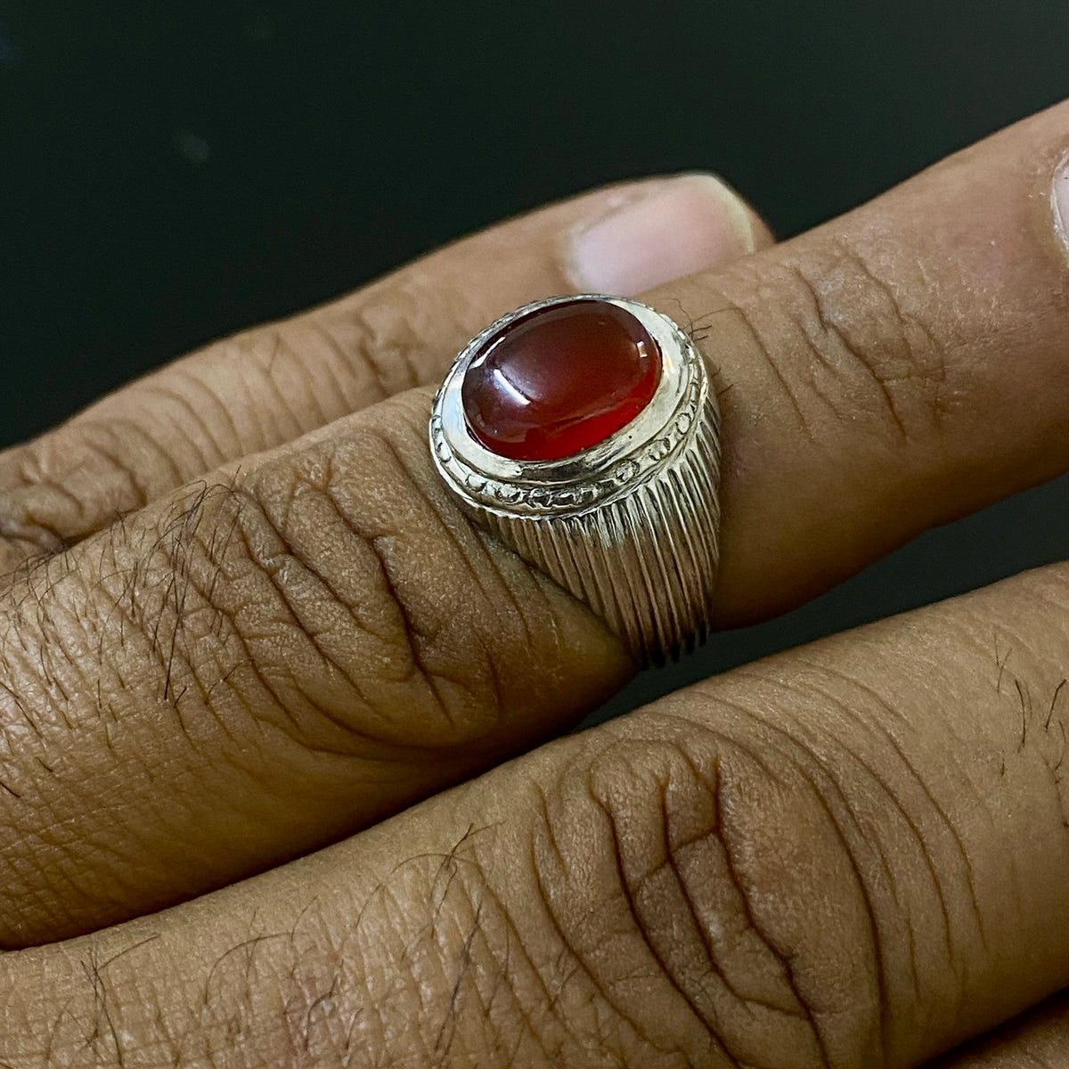 vintage 925 Silver Ring natural Yemen Aqeeq Agate Handmade agate silver ring