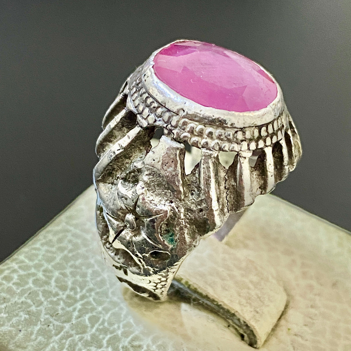 vintage natural african ruby stone sterling silver mens ring mens jewelry SZ 9US