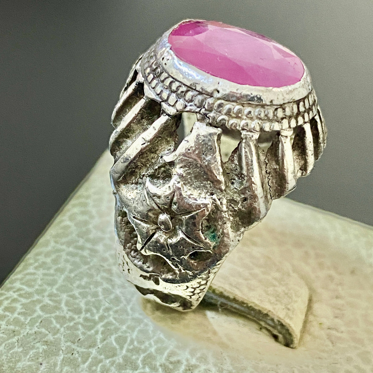 vintage natural african ruby stone sterling silver mens ring mens jewelry SZ 9US