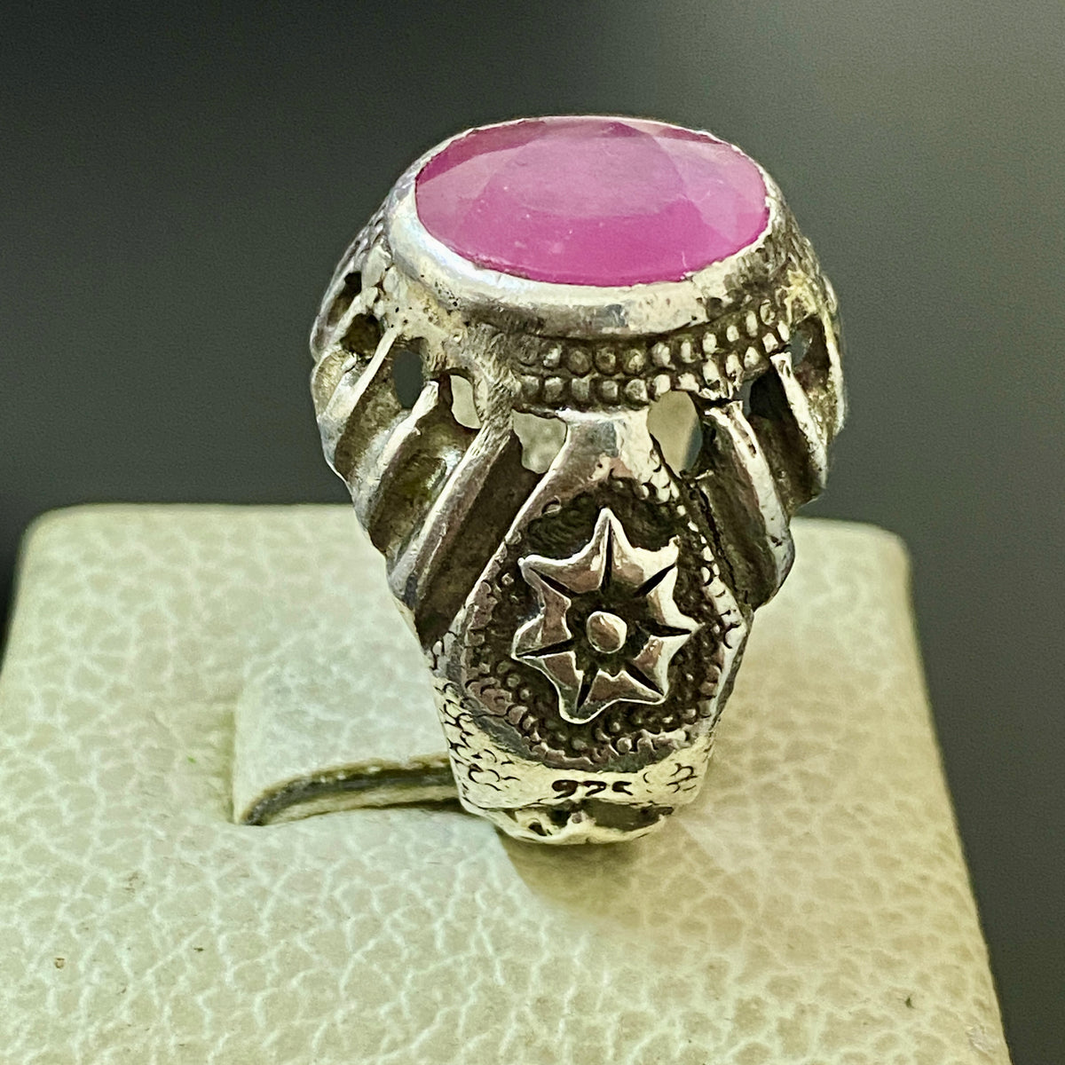 vintage natural african ruby stone sterling silver mens ring mens jewelry SZ 9US
