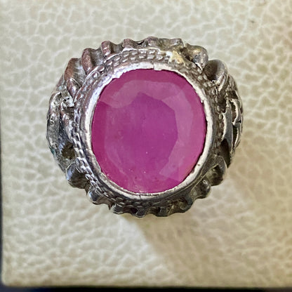vintage natural african ruby stone sterling silver mens ring mens jewelry SZ 9US