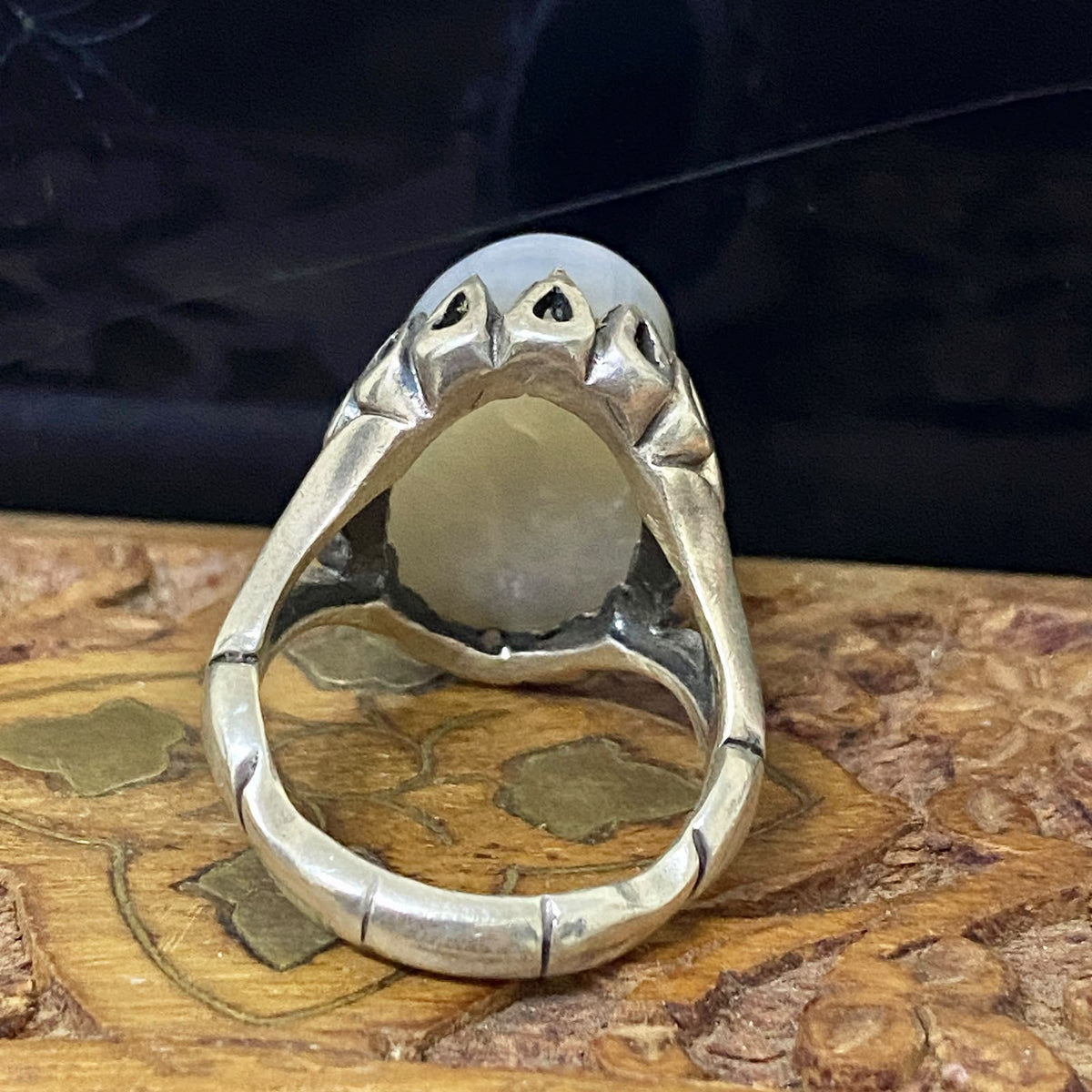 Natural Yemeni Baqrani Aqeeq Ring Handcrafted Black And White Jaz Agate 925 Sterling Silver Gemstone Jewelry For Men